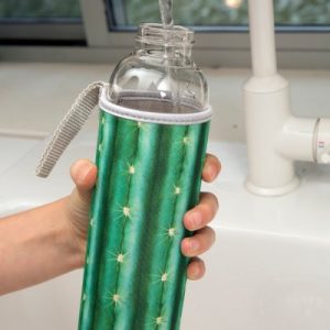 Kikkerland Skleněná láhev na vodu s kaktusovým obalem 600 ml - 2