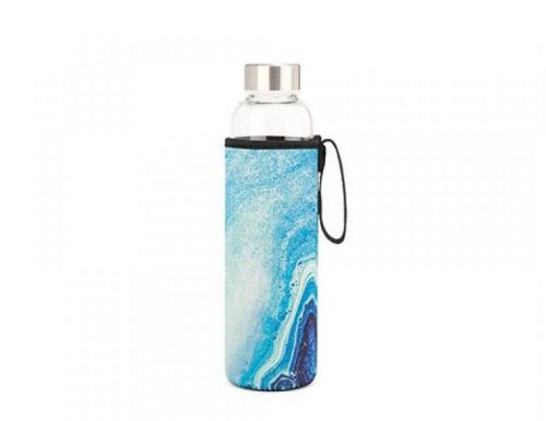 Kikkerland Skleněná láhev na vodu s modrým achátem 600 ml - 1