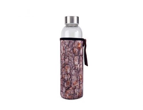 Kikkerland Skleněná láhev na vodu s dřevěným obalem 600 ml - 1