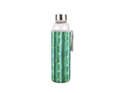 Kikkerland Skleněná láhev na vodu s kaktusovým obalem 600 ml - 1