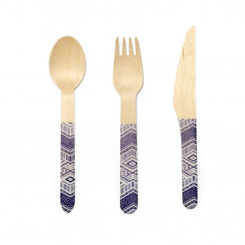 Kikkerland Dřevěný příborový set – Tribal - 1