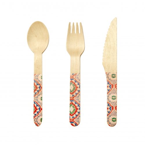 Kikkerland Dřevěný příborový set – Mandala - 1